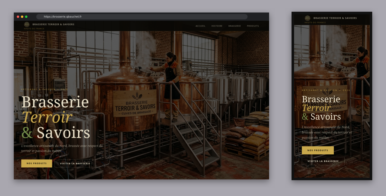 Le site Brasserie Terroir & Savoirs sur ordinateur et sur téléphone